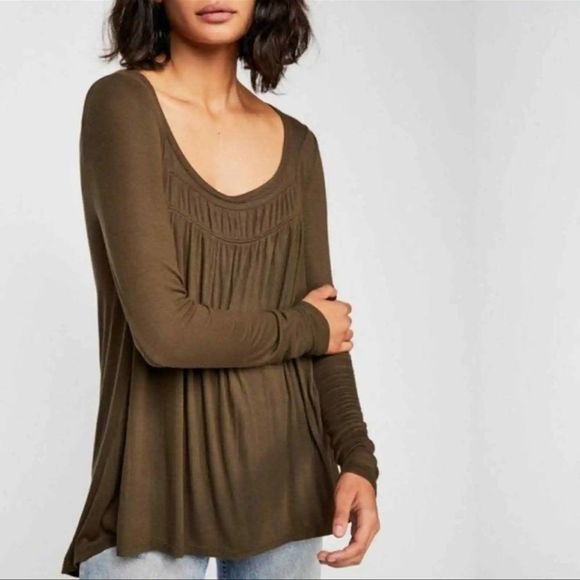 Free People We The Free Love Valley Soft Stretch Ribbed OliveGreen/Brown Size S - Picture 6 of 14